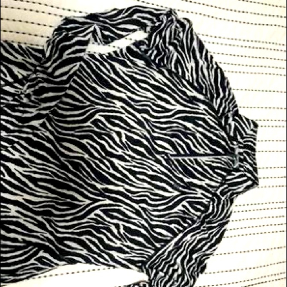 G Fore dark navy and white zebra print pullover.